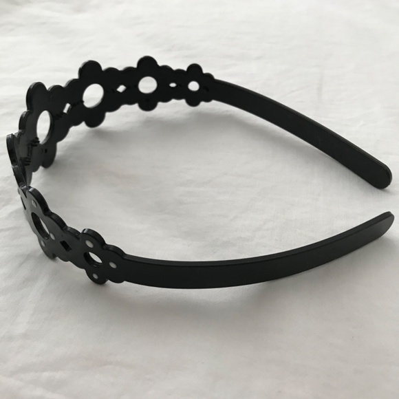 Girl's Flower Headband Black White Polka Dot - Picture 4 of 6